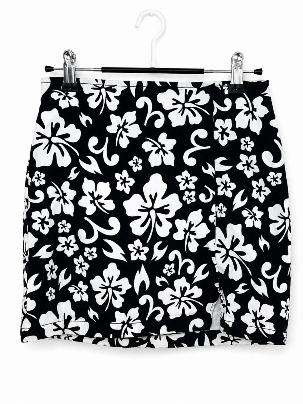 Black & White Floral Mini Skirt